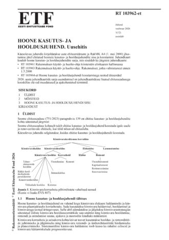 RT 103962-et Hoone kasutus- ja hooldusjuhend. Uusehitis