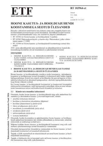 RT 103964-et Hoone kasutus ja hooldusjuhendi koostamisega seotud ülesanded