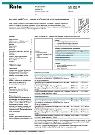 Ratu 0451-et Parketi, vinüül- ja laminaatpõrandakatte paigaldamine (pdf)