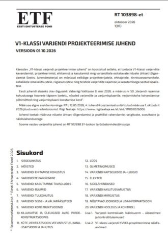 RT 103898-et V1-klassi varjendi projekteerimise juhend
